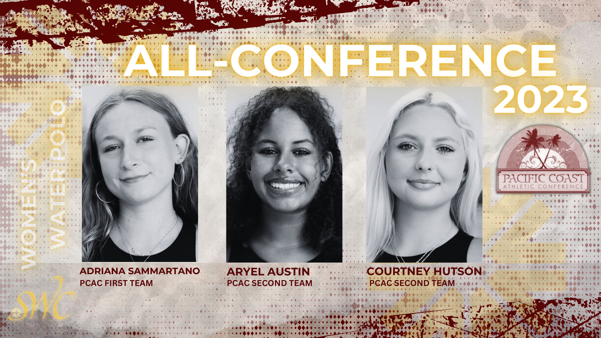 PCAC All Conference Winners:  Adriana Sammartano, Aryel Austin, Courtney Hutson